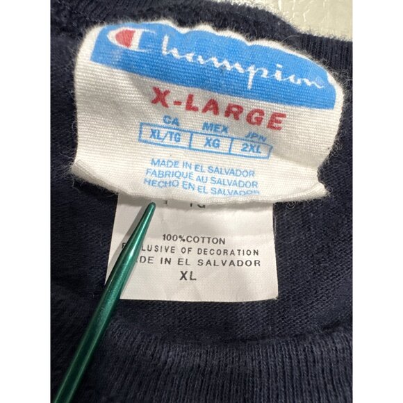 Vintage Champion Shirt Mens XL Blue Short Sleeve Spell Out - Picture 5 of 7